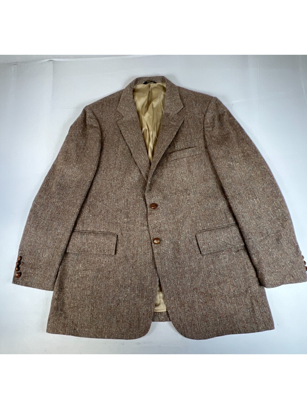 Vintage Asher Brown Tweed Blazer Mens XL 46R Sport Coat Wool Blend Heritage